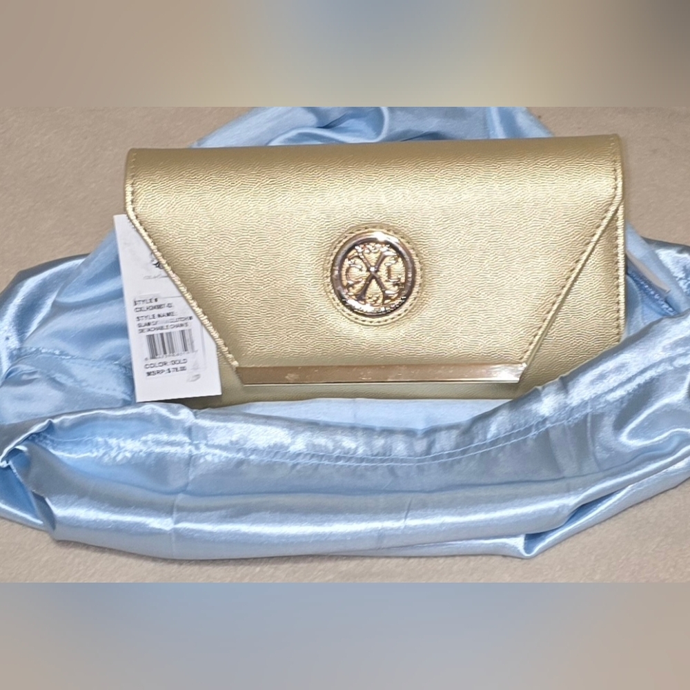 P11 Christian LaCroix Gold Clutch w/Gold Chain Shoulder strap (B) - Picture 2 of 4
